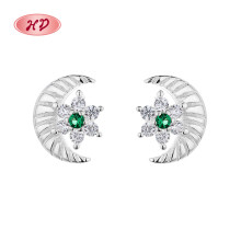 Fashion Jewelry Green Stars And Moon Stud Earrings Custom Premier Jewelry Earrings