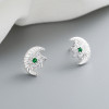 Fine Jewelry Red Stars And Moon Aaa Cubic Zircon Custom 925 Silver Stud Earrings