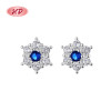 Blue Hexagonal Pattern Summer Vintage Fashion Jewelry Ladies 925 Silver Earrings