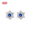 Blue Hexagonal Pattern Summer Vintage Fashion Jewelry Ladies 925 Silver Earrings