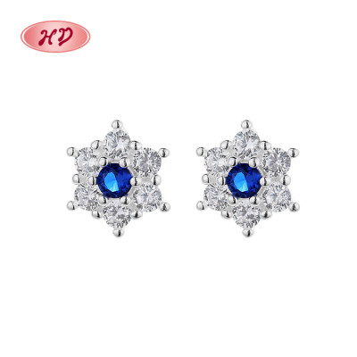 Patrón hexagonal azul joyas de moda retro de verano Lady 925 pendientes de plata