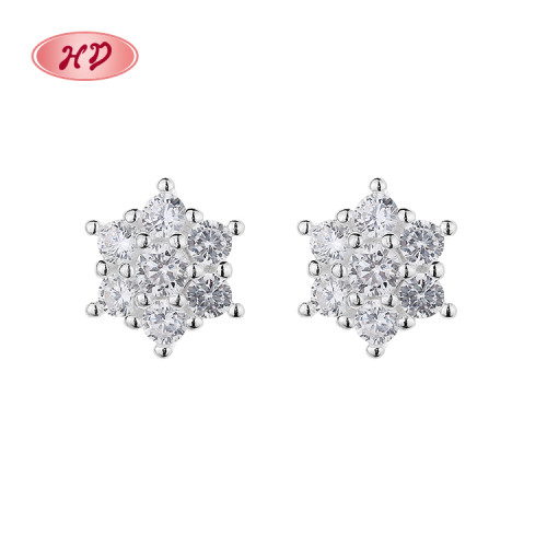 Fashion Jewelry Blue Hexagonal Pattern Earring Zircon Wholesale Women Western 925 Silver Earring