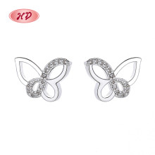 Joyas de moda 925 plata esterlina AAA cubo zircon mariposa patrón pendientes