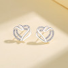 Fashion Jewelry 925 Sterling Silver Aaa Cubic Zircon Heart-Shaped Stud Earrings For Women