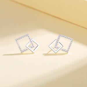 Fashion Jewelry For Women 925 Sterling Silver Irregular Geometry Minimalist Stud Earrings