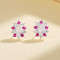 Purple Flowers Pattern Fine Jewelry 925 Sterling Silver Flower Earrings For Women