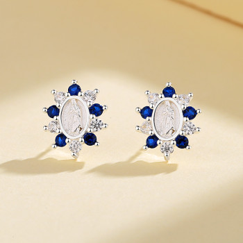 Trendy Blue Flower Fashion Jewelry For Women Classic Vintage Fashion Jewelry Stud Earrings