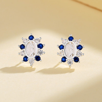 Trendy Blue Flower Fashion Jewelry For Women Classic Vintage Fashion Jewelry Stud Earrings