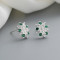 Green Flower Fashion Jewelry 925 Vintage Sterling Silver Stud Earrings For Women