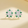 Joyas de moda de flores verdes 925 pendientes retro de plata esterlina para mujeres