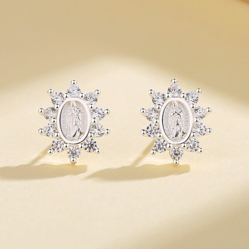 Unique Custom Flower Hypoallergenic Cubic Zircon Fashion Jewelry 925 Earrings Studs