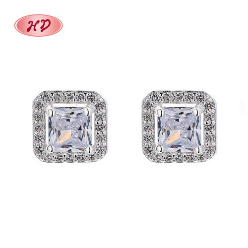 925 Sterling Silver Cubic Zircon For Girls Custom Classic Vintage Fashion Jewelry Stud Earrings