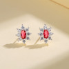 Rojo 925 cubo de plata esterlina zircon joyas de moda retro pendientes de clavos de mujer