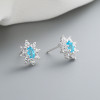 Blue Flower Cubic Zircon Vintage Classic For Ladies Vintage Fashion Jewelry Stud Earrings