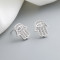 Eye And Hand Patterns Definition Cubic Zirconia Silver Stud Earrings For Women