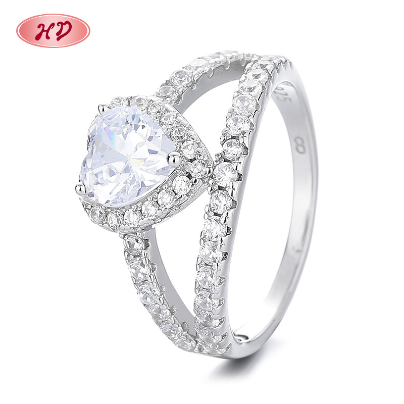 Wholesale Fashionable Heart-shaped Silver Rings for Ladies