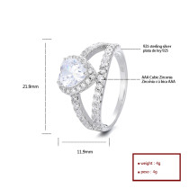 Heart Cubic Zircon Wedding Engagement 925 Sterling Silver Casual Rings For Ladies