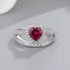 Joyas de alta gama de compromiso de cúbico en forma de corazón rosa 925 anillos de plata para mujeres