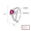 Joyas de alta gama de compromiso de cúbico en forma de corazón rosa 925 anillos de plata para mujeres