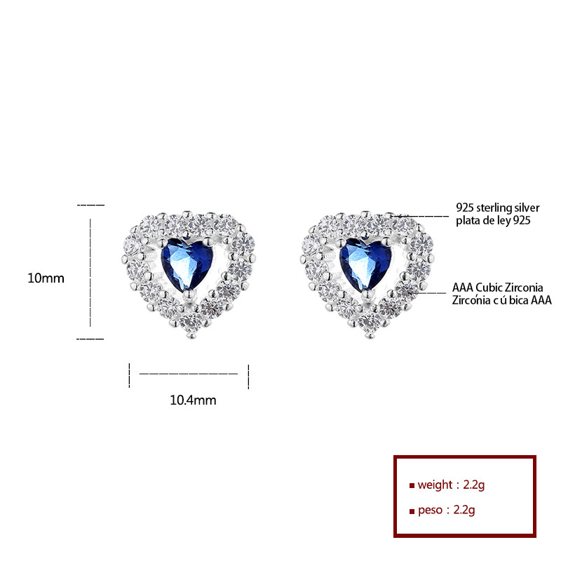 Silver Blue Heart-Shaped Women's Earrings