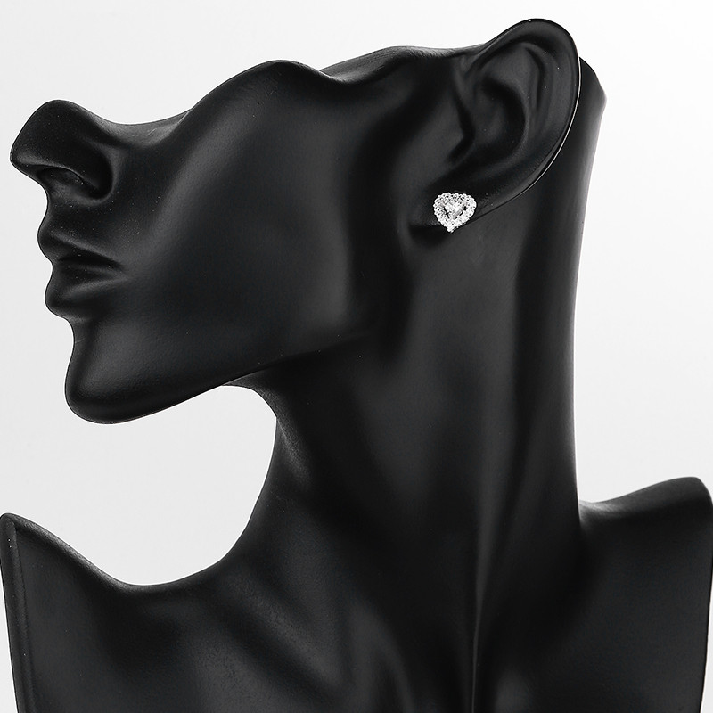 Silver White Heart-Shaped Women's Earrings