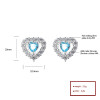 Blue Heart Lady retro Cube zircon pendientes joyas nuevo 2024
