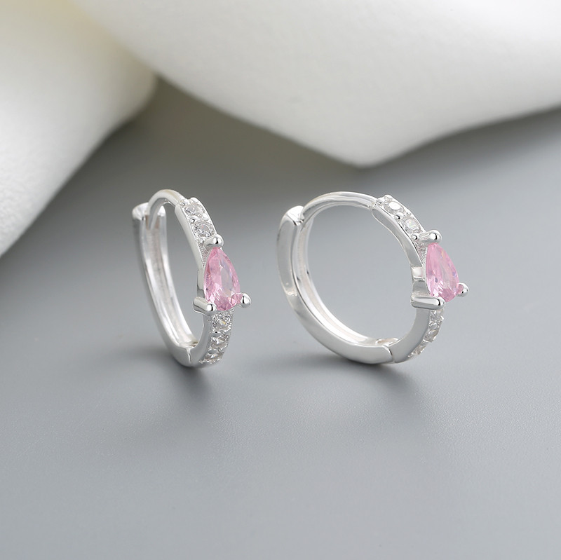 Fashionable accessories-charming silver pink zircon earrings