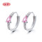 Wholesale Fine Jewelry For Women Vintage Pink Cubic Zircon Huggie Earrings 925 Sterling Silver