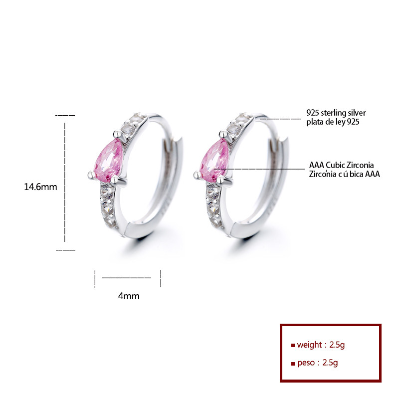Fashionable accessories-charming silver pink zircon earrings