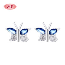Butterfly Pattern Cubic Zircon  925 Sterling Silver Classic Vintage Fashion Jewelry Stud Earrings