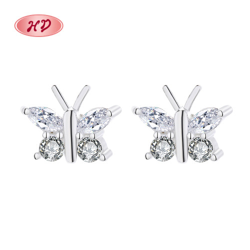 Patrón de mariposa zircon cúbico 925 joyas de moda retro clásicas de plata esterlina pendientes