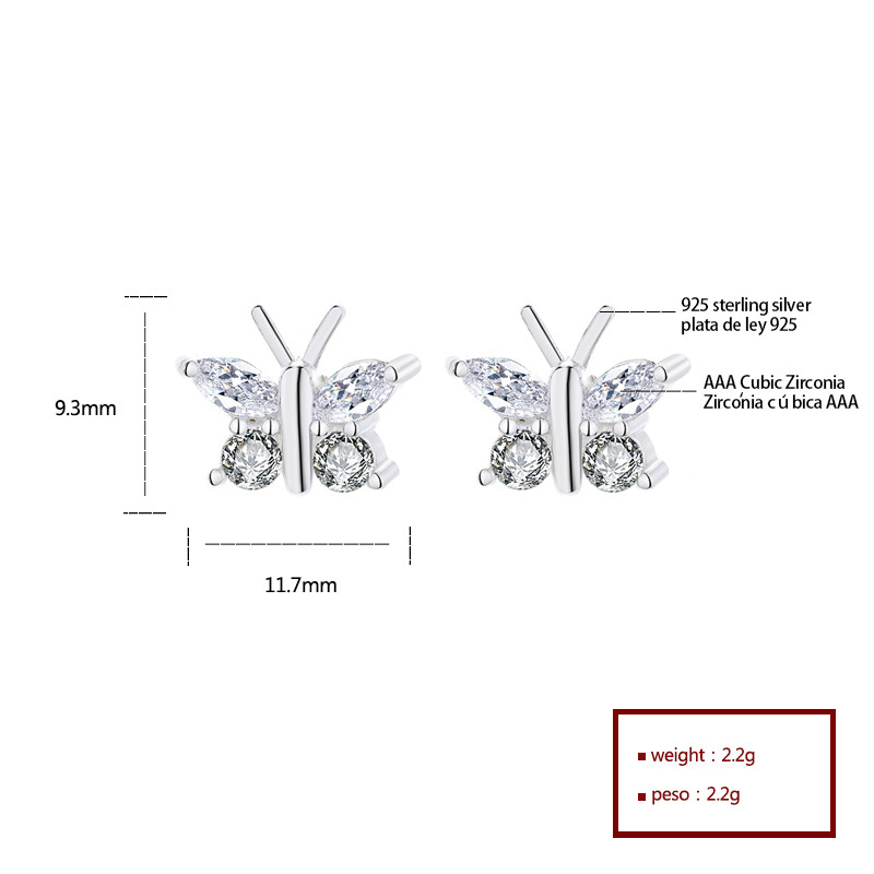 Fashionable Silver White Butterfly Earrings for Ladies
