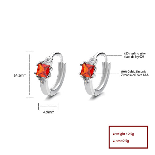 Joyería de ropa de alta calidad al por mayor lindo cuadrado huggie pendientes 925 de plata esterlina