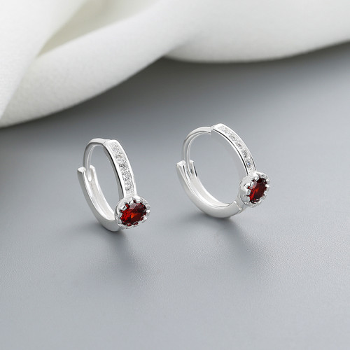 Fashion Jewelry Wholesale Round Minimalist Cubic Zirconia Huggie Earrings Sterling Silver