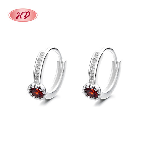 Fashion Jewelry Wholesale Round Minimalist Cubic Zirconia Huggie Earrings Sterling Silver