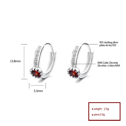 Fashion jewerly wholesale circular Minimalist Cube Zirconia huggie pendientes de plata esterlina