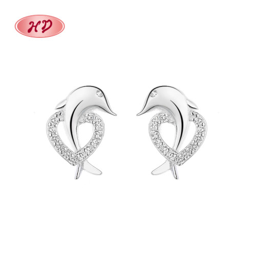 Custom Wholesale Jewelry 925 Sterling Silver Cute Dolphin Pattern For Women Studs Earring