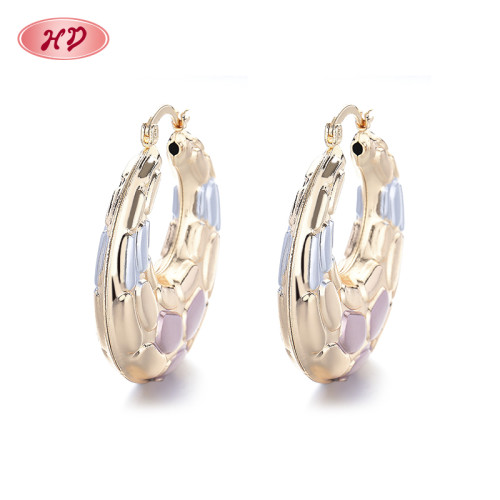 Hengdian Trendy Wholesale Personalized High Quality Fashion Jewelry18K Gold Filled Hoop Earrings