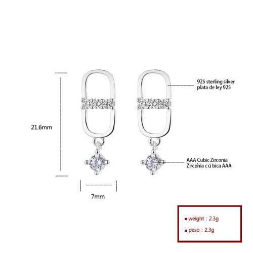 Joyas de moda zircon 925 pendientes colgantes de personalidad de plata esterlina