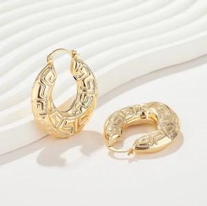 Hot Sale Wholesale Fashion Jewelry Personality Textured Trendy Gold Plated Earrings Wholesale