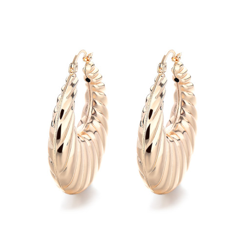 Precio al por mayor pendientes de Hoop para mujeres con textura de alta calidad chapados en oro 18k