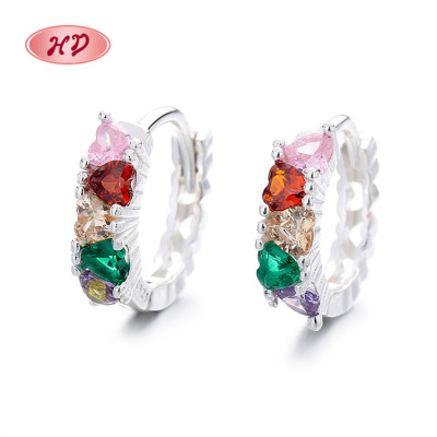 Wholesale Hypoallergenic Fashion Jewelry For Ladies Colorful Flower Pattern Huggies Earrings 925