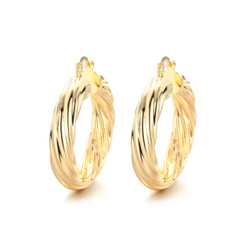 Wholesale Customized Personalized Fine Jewelry For Ladies Iron 18K Gold Plated Hoops Earrings