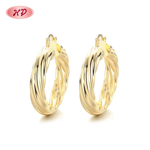 Wholesale Customized Personalized Fine Jewelry For Ladies Iron 18K Gold Plated Hoops Earrings