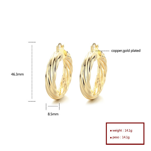 Wholesale Customized Personalized Fine Jewelry For Ladies Iron 18K Gold Plated Hoops Earrings