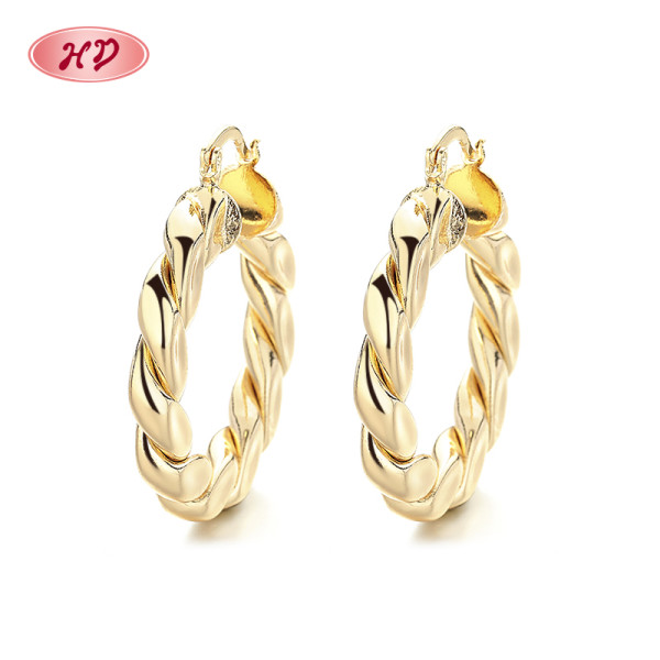 Hengdian High Quality Wholesale Hoop Earrings For Ladies 18K Laminated Gold Jewelry