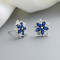 Minimalist Custom Fashion Jewelry Blue Flower Style Cubic Zircon Sterling Silver Stud Earrings