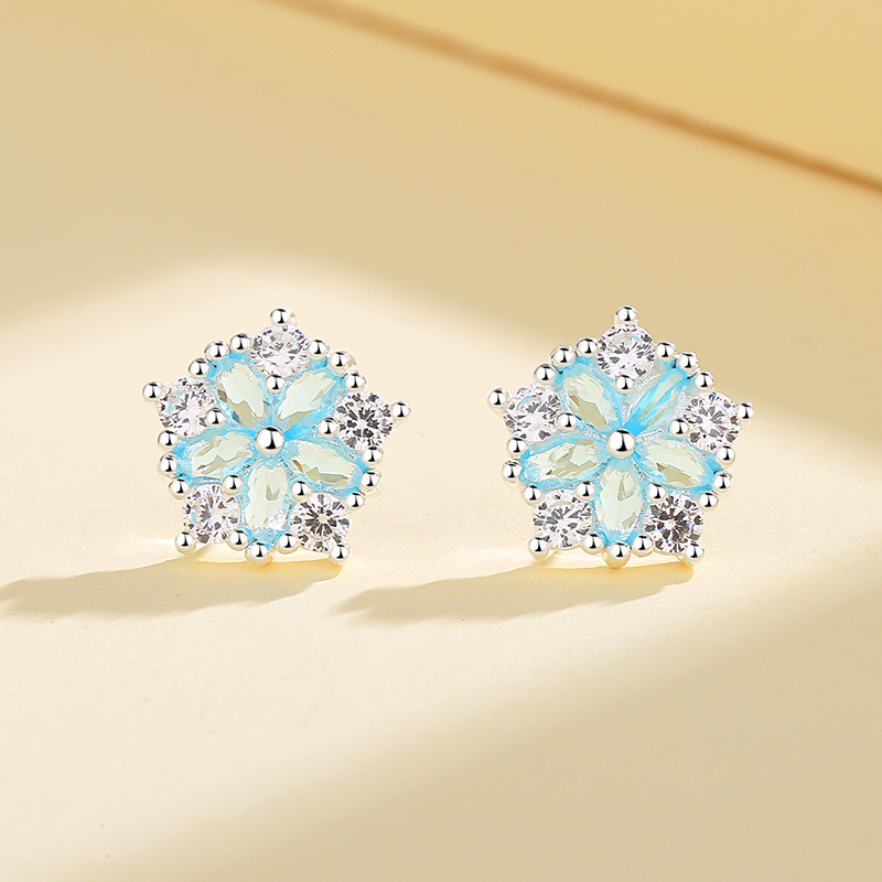 Elegant Pentagonal Flower Stud Earrings