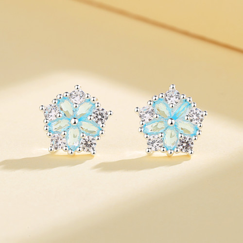 Wholesale 925 Sterling Silver Flower Pattern Fine Studs Fashion Jewelry Earrings For Women