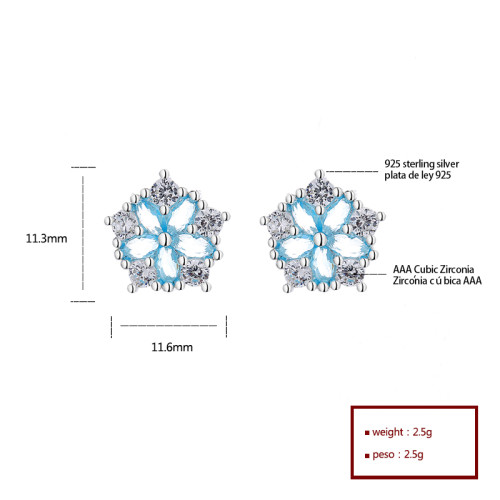 Nuevo patrón octogonal de Zirconia cúbica retro clavos para oídos 925 de plata esterlina